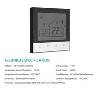 Smart Home Touchscreen Thermostat for Underfloor Heating and Fan Coil Units