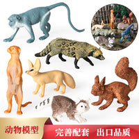 Realistic Mini Forest Animal Figurines Set for Kids - Squirrel, Fennec Fox, Meerkat, Raccoon, Monkey, Civet