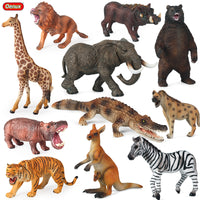 Solid Animal Model Simulation Toys - Lion, Tiger, Elephant, Hippo, Giraffe, Bear, Kangaroo, Zebra