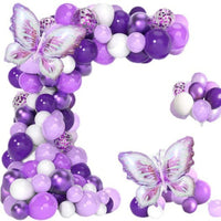 Purple Butterfly Balloon Arch Kit for Kids' Birthday Parties, Weddings, and Anniversaries