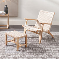 Rattan Woven Solid Wood Armchair Nordic Modern Minimalist Balcony Leisure Sofa Chair