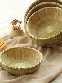Handwoven Bamboo Sieve Basket for Food Storage and Draining