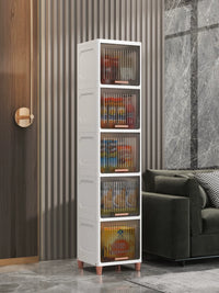 Slim Storage Cabinet with Flip-Top Lid for Kitchen Bathroom Living Room