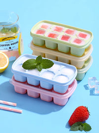 Silicone Ice Cube Tray with Lid, Easy Release Ice Maker Mold for Freezer, Soft Bottom Ice Box for Homemade Ice Cream