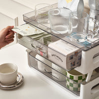 Desktop Dustproof Coffee Mug and Glass Cup Storage Organizer with Drawer