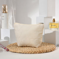 Quilted Heart Cosmetic Bag, Portable Travel Toiletry Pouch for Skincare & Makeup