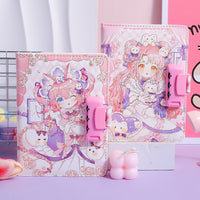 Arale Password Lock Diary Notebook with Colorful Pages for Students