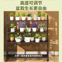 Multi-Tiered Iron Plant Stand with Wheels for Indoor/Outdoor Use