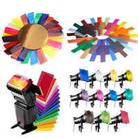 Camera Flash Gel Filter Kit with Storage Pouch, 8-20 Colors, 30cm Round Gels for Photography Lighting