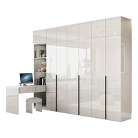 Luxury Minimalist Wardrobe for Home Bedroom, UV High-Gloss Particle Board, Hinged Four/Six Door Combination Armoire