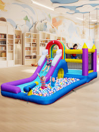 Inflatable Bouncy Castle with Water Slide for Kids, Outdoor Backyard Play Park