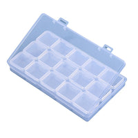 Clear 15-Grid Nail Art Storage Box with Individual Lids, Mini Bead Organizer for Desktop