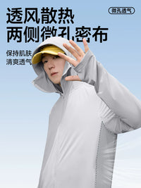 Jienilamo Unisex UPF100+ Ice Silk Sun Protection Jacket with Large Brim Hood