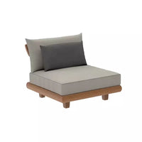 Outdoor Teak Sofa Villa Courtyard Garden Balcony Nordic Solid Wood Rattan Leisure Sofa Coffee Table Set