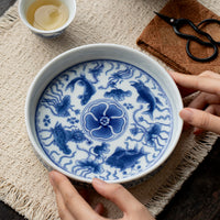 Miyan Antique Chinese Blue and White Porcelain Teapot Tray for Gaiwan and Teapots