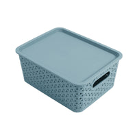 Stackable Woven-Look Storage Box with Lid for Home Office Toys
