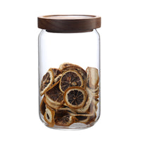 Borosilicate Glass Storage Jar with Acacia Wood Lid, Airtight Food Container