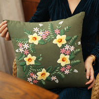 New Year Lu Embroidery DIY Pillow Kit with 3D Floral Design
