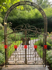 European Garden Archway for Climbing Plants, Outdoor Metal Trellis for Roses and Flowers, Villa Garden Decor