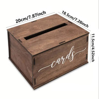 Wooden Wedding Card Box with Slot for Gift Cards