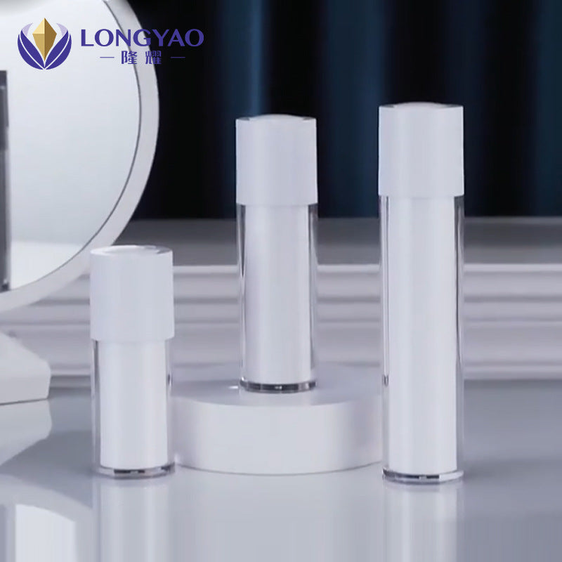 Airless Pump Bottle for Foundation Serum Sunscreen, Double-Layer AS Plastic, Refillable Travel Dispenser