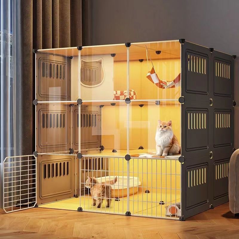 Large Transparent Cat Villa Cage with Multi-Layer Design for Indoor Cats