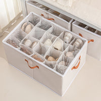 Foldable Fabric Shoe Storage Box with Clear Window for Sneakers and Leather Shoes
