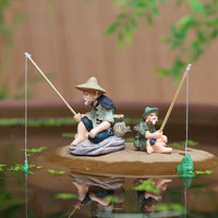 Chinese Style Fishing Old Man Figurine for Micro Landscape Aquarium Decor