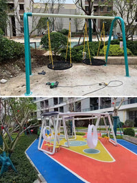 Kids Outdoor Large Swing and Slide Combination Set with Thickened Steel Pipe for Yard Park