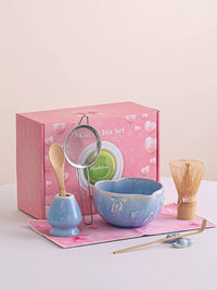 Japanese Matcha Bowl Set with Whisk and Stand, Ceramic Tea Ceremony Kit