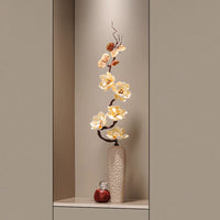 Luxury Rotating Stone Pattern Vase Ornament with Faux Flowers for Living Room Entrance Decor