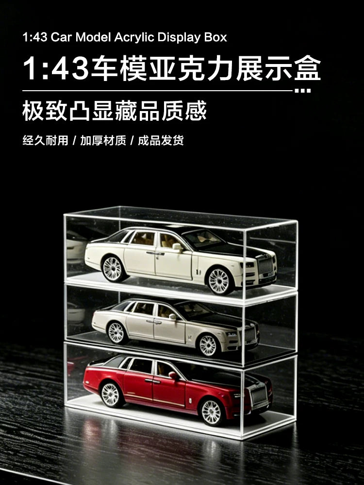 Acrylic Display Case for 1:43 Scale Model Cars Dustproof Transparent Collectible Show Box