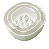 Multifunctional PET Drain Basket Set for Kitchen, Double-Layer Vegetable and Fruit Washing Baskets, Transparent