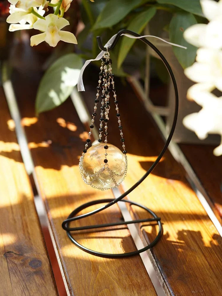 Dreamy Alloy Tennis Racket Crystal Ball Display Stand Ornament