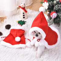 Pet Christmas Cape with Hat for Cats and Small Dogs, Winter Warm Festival Outfit
