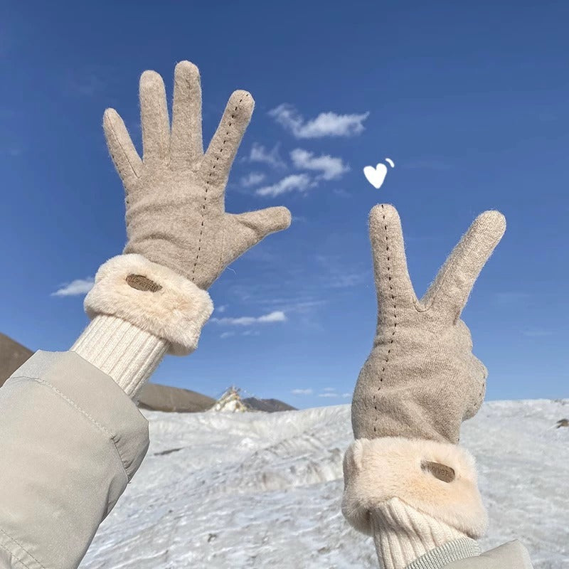 Women's Winter Warm Touchscreen Wool Gloves for Cycling and Driving