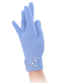 Figure Skating Plush Gloves - Thermal, Breathable & High-Elastic with Rhinestone Accents