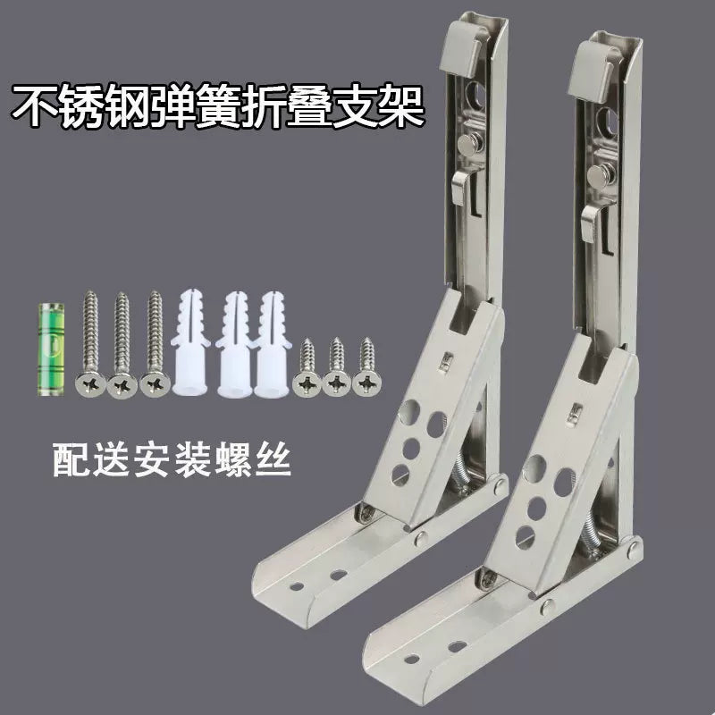 Folding Spring Shelf Bracket Wall Mounted Heavy Duty Right Angle Support