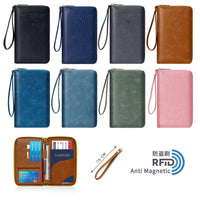 RFID Blocking Travel Passport Wallet with Zipper Closure