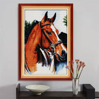 NKF Horse Series Counted Cross Stitch Kit DIY Embroidery Material Pack for Living Room Decor