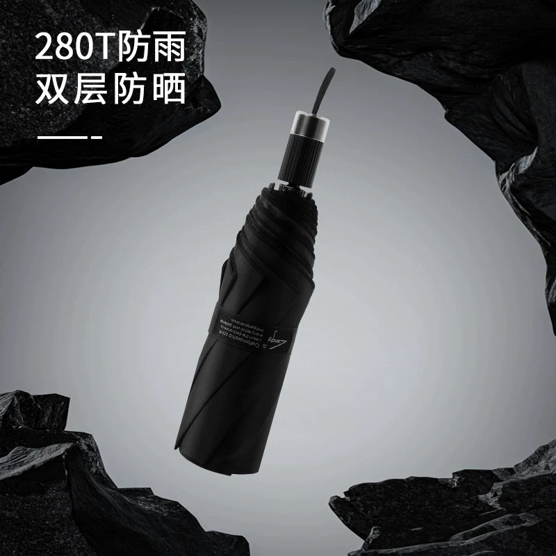 Double-Layer Titanium Silver Blackout Umbrella for Sun and Rain Protection, UV-Resistant, Foldable, Large, Thickened