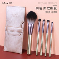 5-Piece Portable Eye Makeup Brush Set with Soft Synthetic Fibers