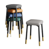 Stackable Dining Stool with Padded Seat, Modern Metal Leg Stool for Living Room and Dining Table