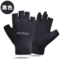 Unisex Summer Ice Silk Half/Full Finger Cycling Gloves with Reflective Logo, Breathable & Quick-Dry for Sports & Fitness
