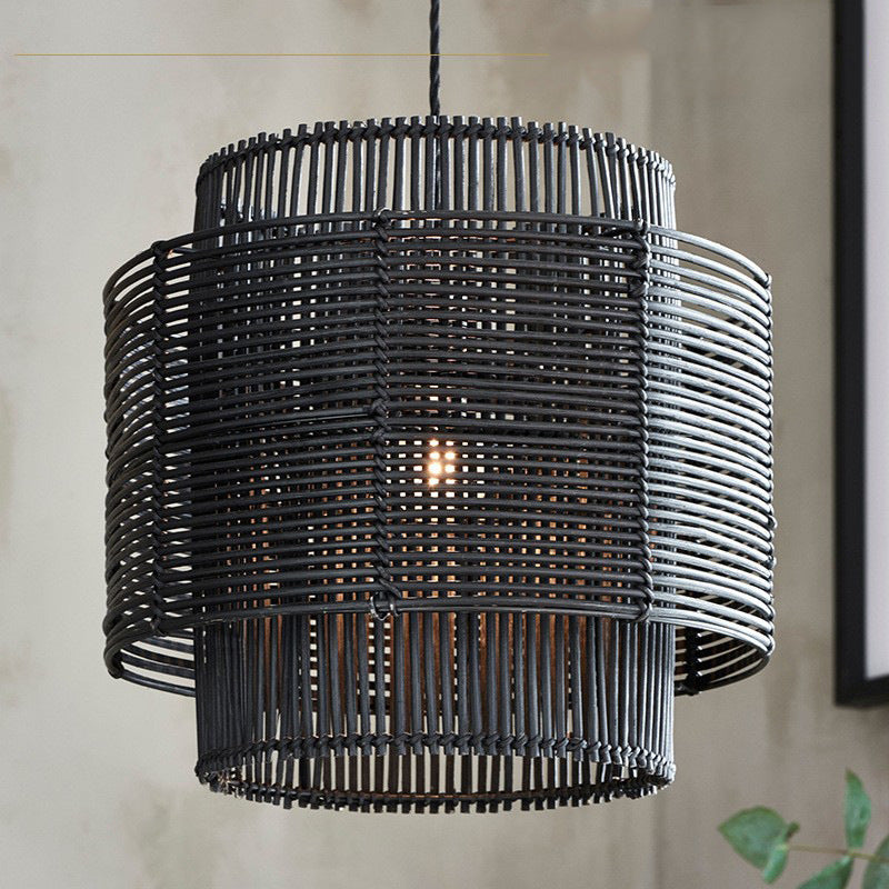 Bamboo Woven Barrel Pendant Light for Dining Room, Hot Pot Restaurant, or Teahouse