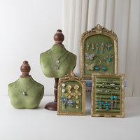 Green Velvet Mannequin Bust Jewelry Display Stand for Necklaces and Pendants