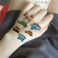 Kids' Temporary Transport Vehicle Tattoos - Cartoon Car, Boat, Plane Designs