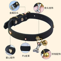 Hot Selling Dog Collar Cat Outdoor Necklace PU Leather Multi-color Heart Bone Bell Pendant Pet Collar