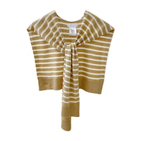Korean Style Striped Knit Faux Wool Shawl Scarf for Women, Tie-Front Design