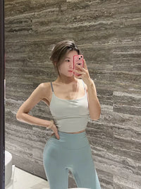 Cornbaby Light Oxygen Beauty Ice Cream Color Sports Camisole with Chest Pad, High Elasticity Tight Innerwear Yoga Wear